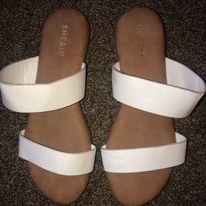 White double band slip on sandals
